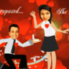 Cartoon Wedding Invitation Of Air Hostess Girl And Engineer Boy With Flight Cartoon Animation And Pink Theme Background