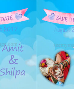 Wonder Lust - Animated Moving Clouds And Hot Air Balloons Blue Theme Wedding Save The Date Invitation Video