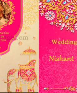 Pink Elephant - Traditional Golden Design With Antique Background Pink Theme Elephants 2d Animated Save The Date Video