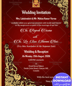 Red Fashion -  Antique Design With Abstract Pattern Save The Date Whatsapp E-card