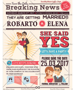 Wedding Chronicle - Daily Newspaper Style Save The Date Whatsapp Card