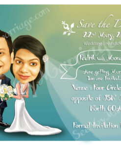 We Cordially Invite You - Caricature Theme Save The Date Wedding E-card