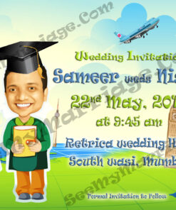 Graduates Ready To Tie The Knot - Caricature Wedding Save The Date E-card