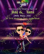 Rab Ne Bana Di Jodi - Stylish Caricature Wedding Save The Date Invitation E-card