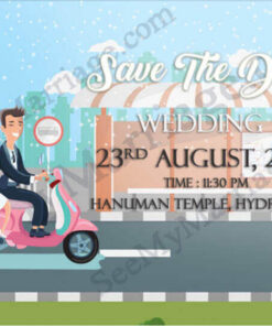 Colorful Scooty - A Modern Christian Theme Wedding Save The Date Invitation Whatsapp E-card