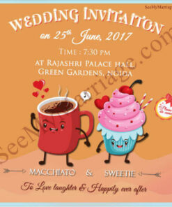 Cafberry - A Sweet Wedding Whatsapp E-card Invitation With Cup Cake And Coffee Cup