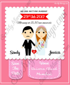 A Beautiful Pink Theme Cute Couple Christian Style Wedding Save The Date Whatsapp E-card Invitation
