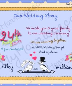 Talking Birds - Beautiful Blue Theme Vintage Background With Love Birds Wedding Save The Date Whatsapp Invitation E-card