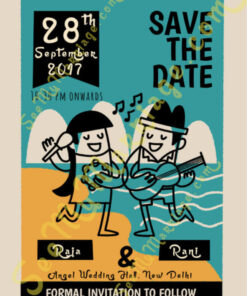 Pop Singers - Beach Theme Cute Couple Destination Wedding Save The Date Whatsapp Invitation E-card