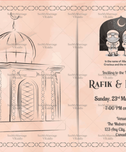 Shaadi Mubarak - Traditional Muslim Couple Sketch Type Wedding, Nikkah, Save The Date Whatsapp Invitation E-card
