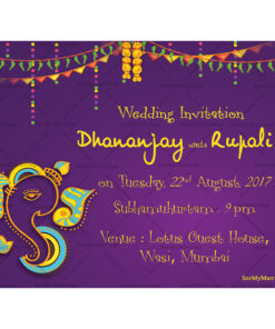 Purple Celebrations - Indian Traditional Wedding Save The Date Whatsapp Invitation E-card