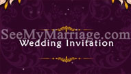 Traditional Violet Wedding Invitation Video Card With Golden Design
