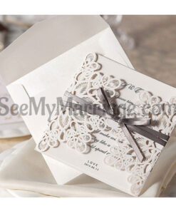 Black & White Laser Cut Wedding Invitation Card - Pack Of 100