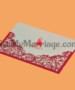 Simple & Red Color Laser Cut Wedding Invitation Card - Pack Of 100