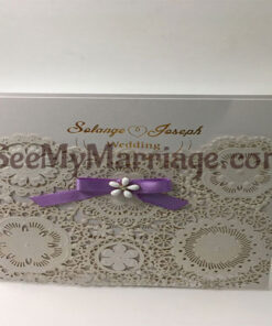 White Engrave Pattern Laser Cut Wedding Invitation Card - Pack Of 100