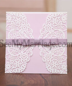 Purple Color Laser Cut Wedding Card - Pack Of 100