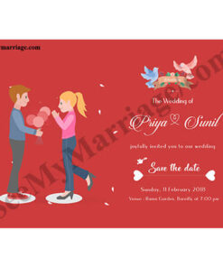 Cartoons With Red Theme Modern Save The Date E-card