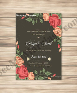 Rose Floral Decorated Green Theme Modern Save The Date E-card