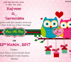 Novels On Owls - Love Beautiful Heartbeat Animated Cartoon Pink Theme Wedding Save The Date Invitation Gif