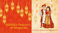 Magical Lanterns - A Golden Theme Caricature Couple Style Falling Petals Traditional Wedding Invitation Video