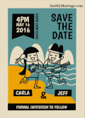 Brown And Rihanna - Beautiful Beach Theme Singing Animated Cute Modern Cartoon Couple Wedding Save The Date Gif