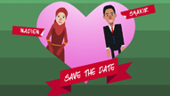 Sampai Jumpa! - Pasangan Kartun Dengan Animasi Hati Dan Mobil Tema Pernikahan Hijau Sederhana Simpan Undangan Video