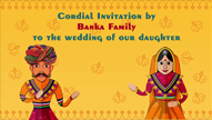 Padharo Mhare Desh - A Traditional Rajasthani Cartoon Couple Puppet With Baraat Animated Yellow Theme Wedding Save The Date Inv