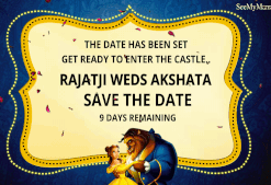 Beauty And Beast - Best Animated Couple Wedding Save The Date Countdown Reminder Gif