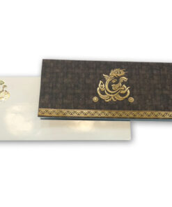 Traditional Golden Ganesha, Patterns With Black Background Matte Designed Hindu Wedding Invitation Printed Card