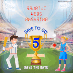 Cricket Couple Ipl Wedding Season Save The Date Countdown Reminder Gif