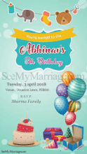 Spring Wing - Blue Theme With Bubbles Background Birthday Party Invitation Gif