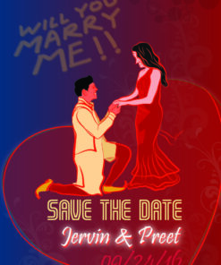 Gold Plated Flower Wedding Save The Date Invitation E-card