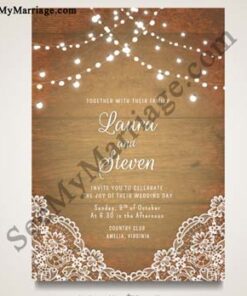 Bliss And Blossoms - Cardboard Theme Invitation E-card With Decorative Lights And Florals
