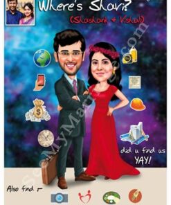 Sketch The Face - Couple Caricature Card Customization Services For Save The Date