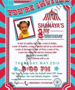 Dazzle Razzle - Birthday E-card Invitation With Blue And Red Swirl Background