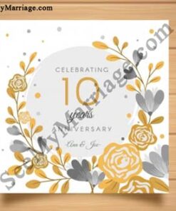 Anniversary Cheers - Floral Decorated 10th Anniversary Celebration Invitation E-card