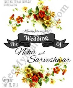 White Theme, Flower Decorative Designed Model Wedding Invitation E-card