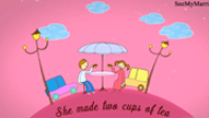 Love Proposal Pink Theme Curves With Sky Blue Clouds, Half Moon, Coffee, Gitar, Cycle, Butterflies Invite Video | ID: 11346