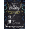 Blackboard Theme Different Drawing Sketch Type Balloons And Ribbons Decorated Awesome Birthday Celebration E-card Invitation