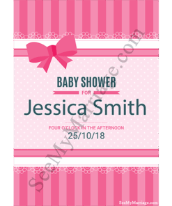 Beautiful Ribbon With Floral Design Decorated Pink Theme Retro Border Style Classy Baby Shower Save The Date E-card