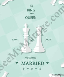 The King And Queen - Chess Theme Retro Style Modern Wedding Save The Date E-card