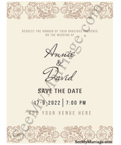 Vintage Grey Theme Floral Design Cream Color Save The Date Wedding E-card