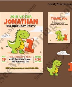 Jurassic Park Dinosaur Theme Birthday Invite Card