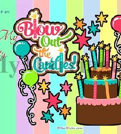 Blow The Candles - Mixed Color Theme With Cake, Stars, Balloons Type Birthday Invite Card