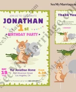 Cute Animal Theme Birthday Invite Card