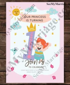 Magical Princess Theme Birthday Invite Card