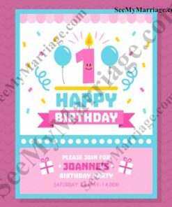 Make A Wish With Balloons, Gifts Birthday Invite Card