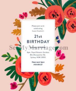 Simple Flower Paint Birthday Invite Card