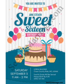 Cakes And Bakes - Sweet Sixteen Blue And Grey Theme Birthday Invite Video With Floating Balloons And Sweet Cup Cakes