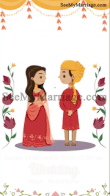 Raja Rani Theme Traditional North Indian Cute Cartoon Couple Animated Save The Date Gif